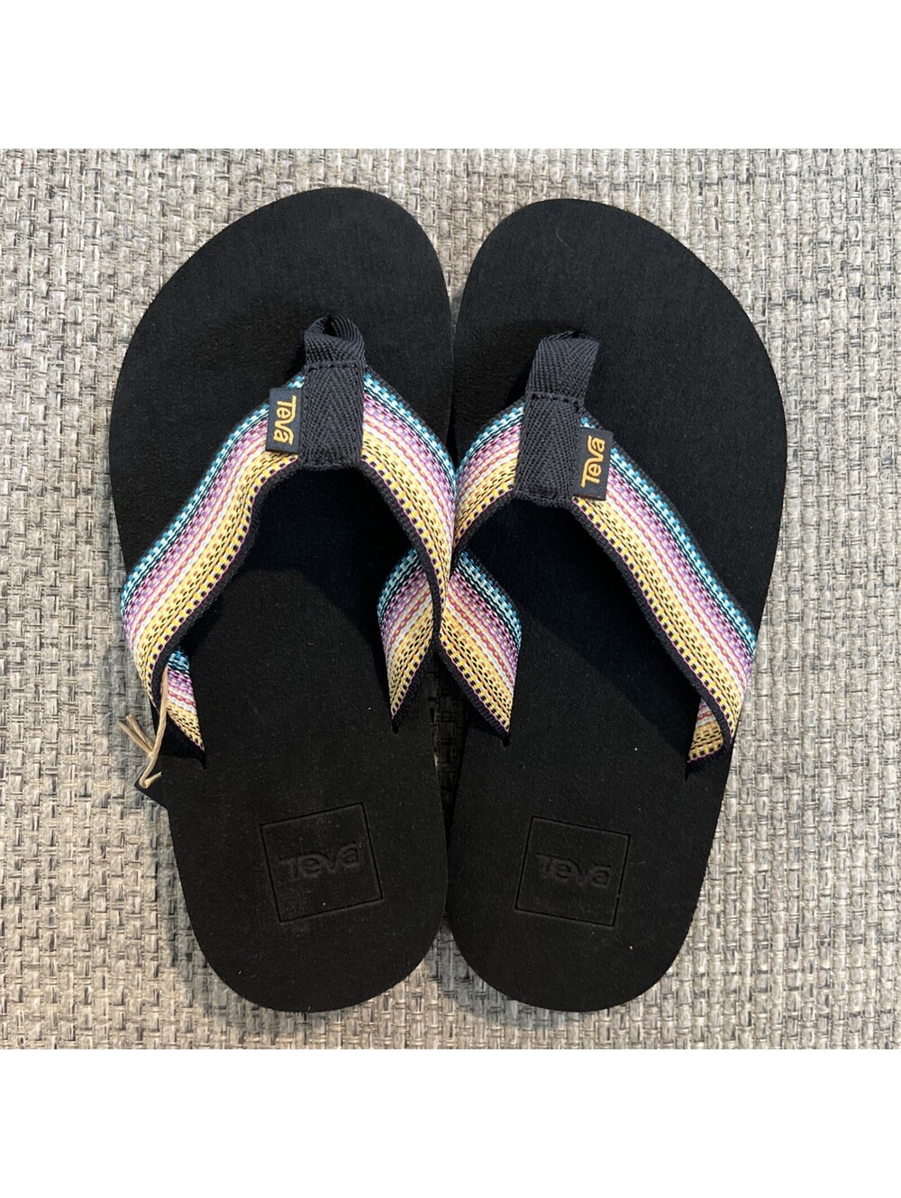NEW! Teva Kids' Girls Mush II flip-flops in the Antiguous Black Multi Size 2 C